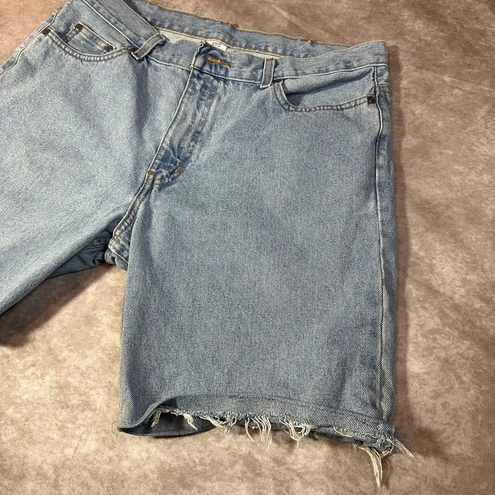 Vintage‎ Levi's 505 Custom Cut Off Denim Shorts Mens 36 Light Wash Frayed Hem